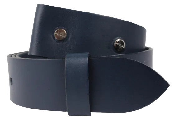 1.5" Wide Blue Leather Belt Strap Replacement with Chicago Screws