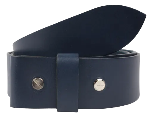 1.5" Wide Blue Leather Belt Strap Replacement with Chicago Screws