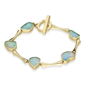 18ct Yellow Gold Opal Diamond Link Bracelet D
