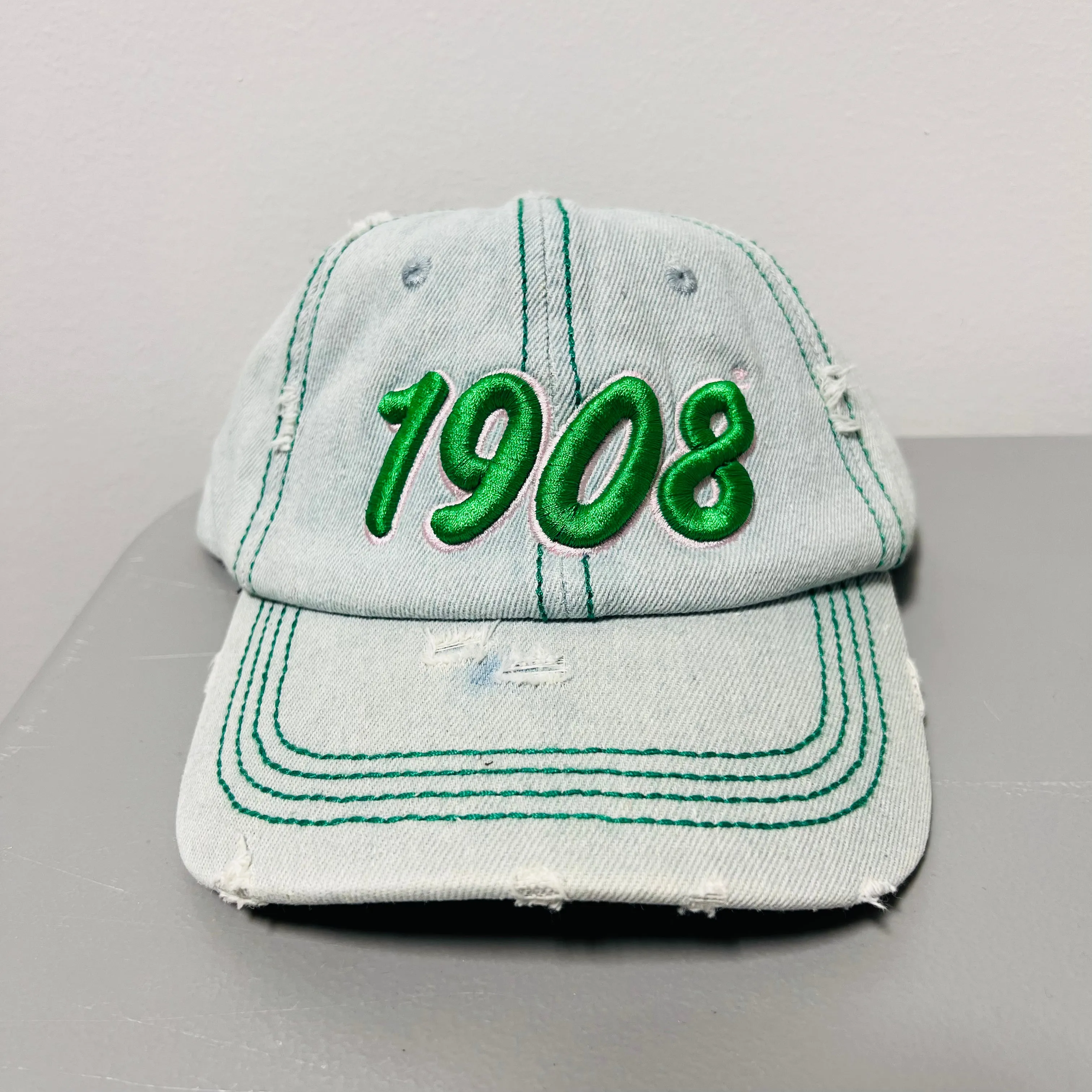 1908 Light Denim Distressed Hat