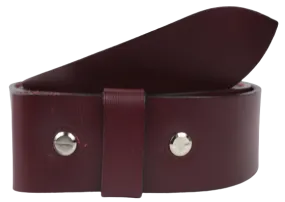 2 Inch Wide (50mm) Burgundy Leather Belt Strap Made to Measure Chicago Screws