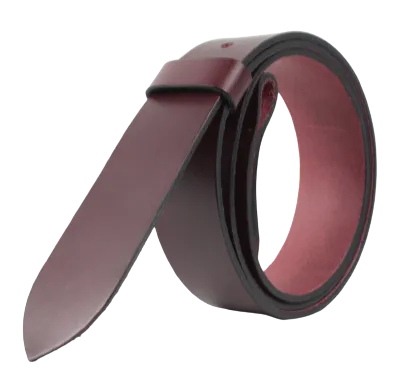 2 Inch Wide (50mm) Burgundy Leather Belt Strap Made to Measure Chicago Screws