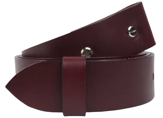 2 Inch Wide (50mm) Burgundy Leather Belt Strap Made to Measure Chicago Screws