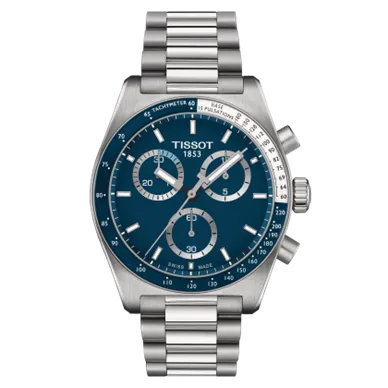 40mm T-Sport PR516 Chronograph Blue Dial Watch in Stainless Steel