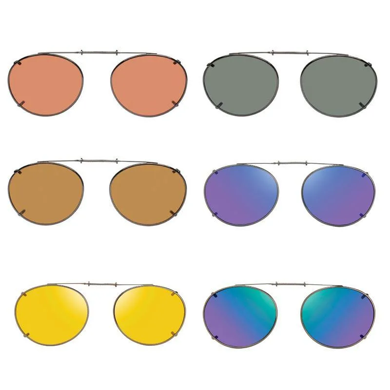 6 Oval, Shade Control,  Polarized Clip On Sunglasses