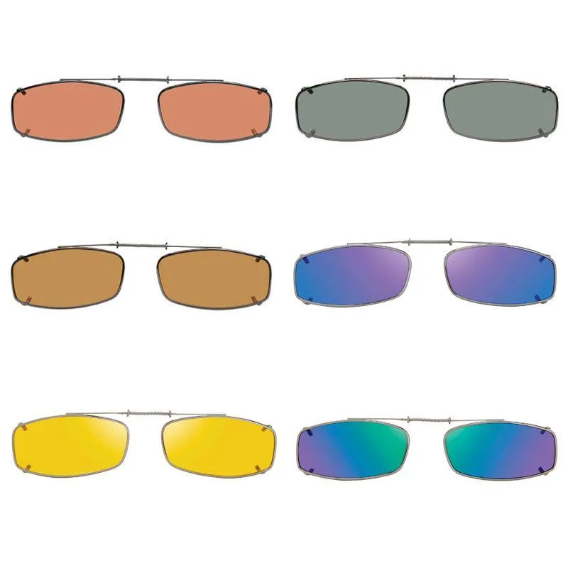6 Slim Rectangle Shade Control, Polarized Clip On Sunglasses.