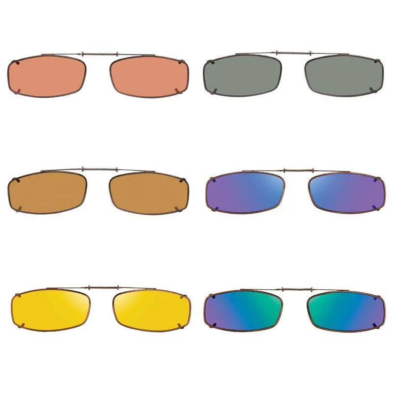 6 Slim Rectangle Shade Control, Polarized Clip On Sunglasses.