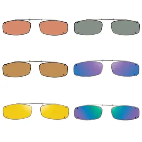 6 Slim Rectangle Shade Control, Polarized Clip On Sunglasses.