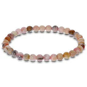 6mm Pink Opal Gemstone Rounds Bead Unisex Stretch Bracelet