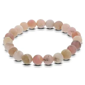 8mm Genuine Pink Opal Gemstone Beads Stretch Bracelet