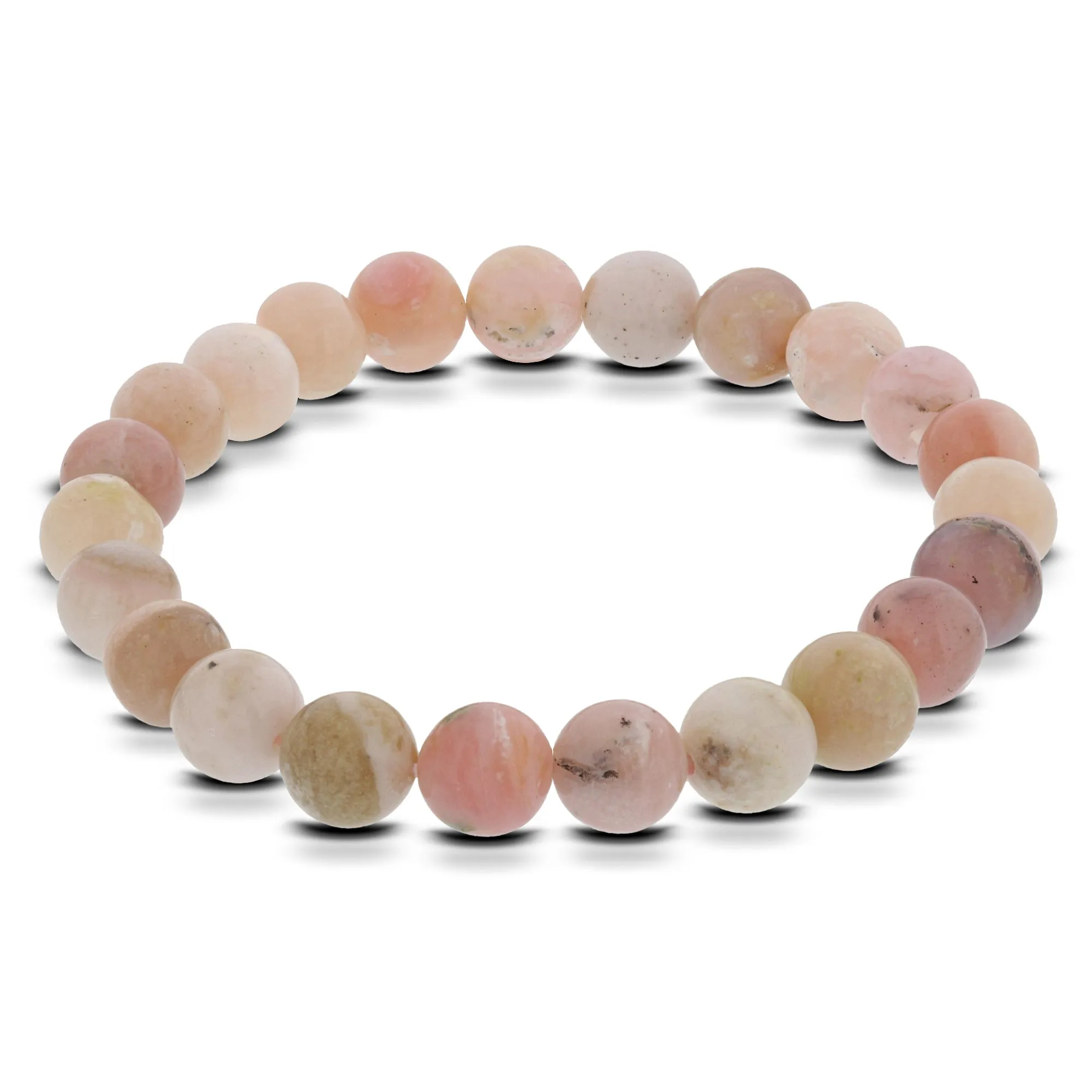 8mm Genuine Pink Opal Gemstone Beads Stretch Bracelet