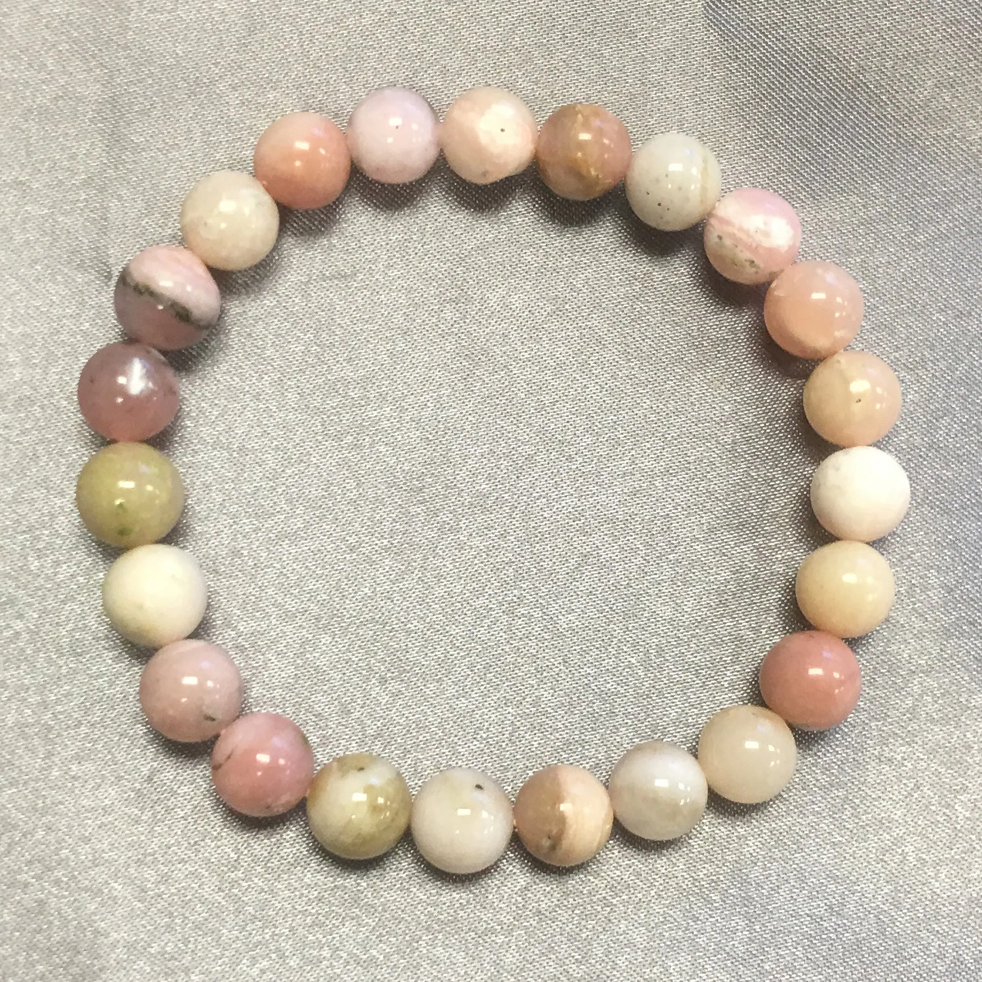 8mm Genuine Pink Opal Gemstone Beads Stretch Bracelet