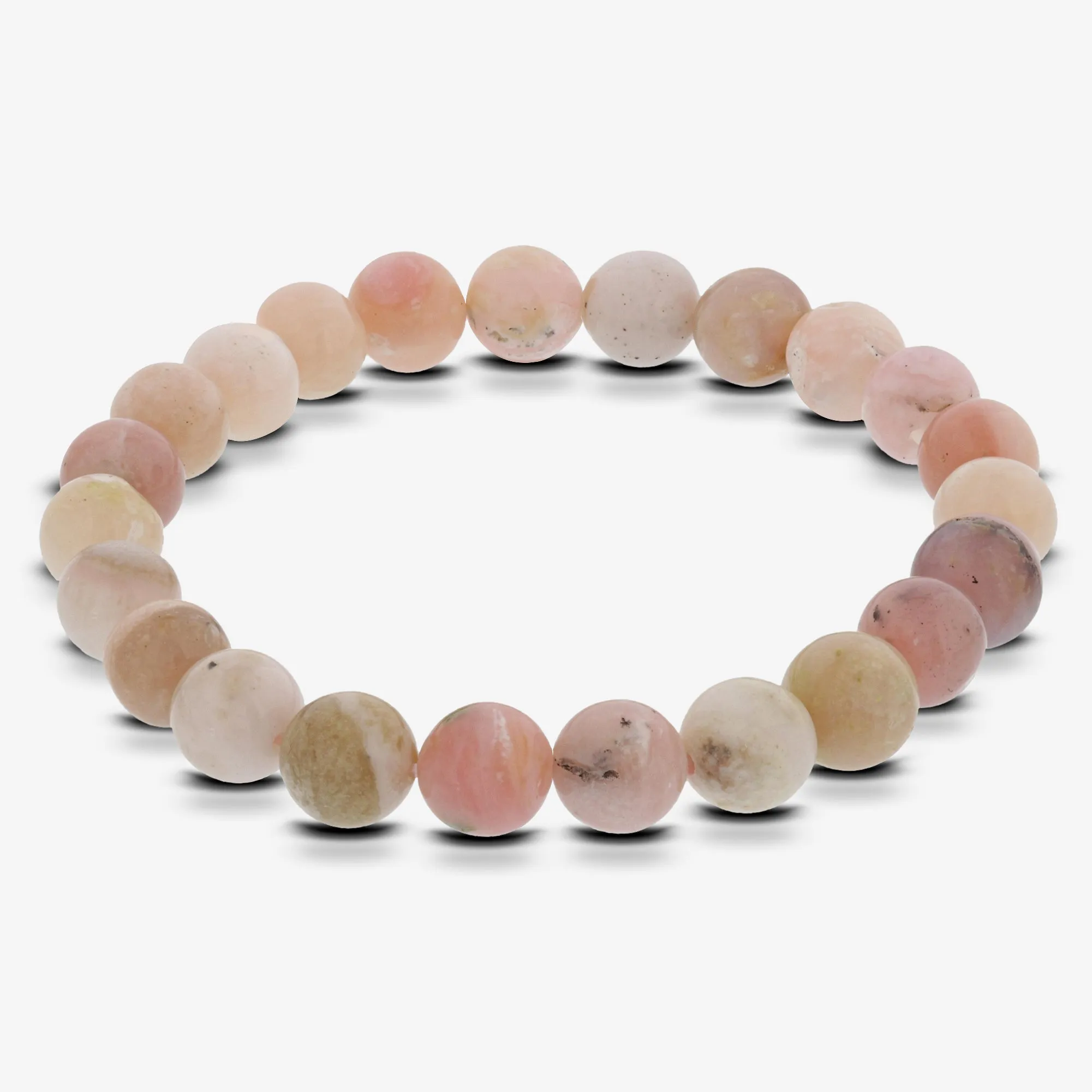 8mm Genuine Pink Opal Gemstone Beads Stretch Bracelet
