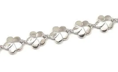 925 STERLING SILVER INLAY OPAL 12MM HAWAIIAN PLUMERIA FLOWER BRACELET 7.5" 