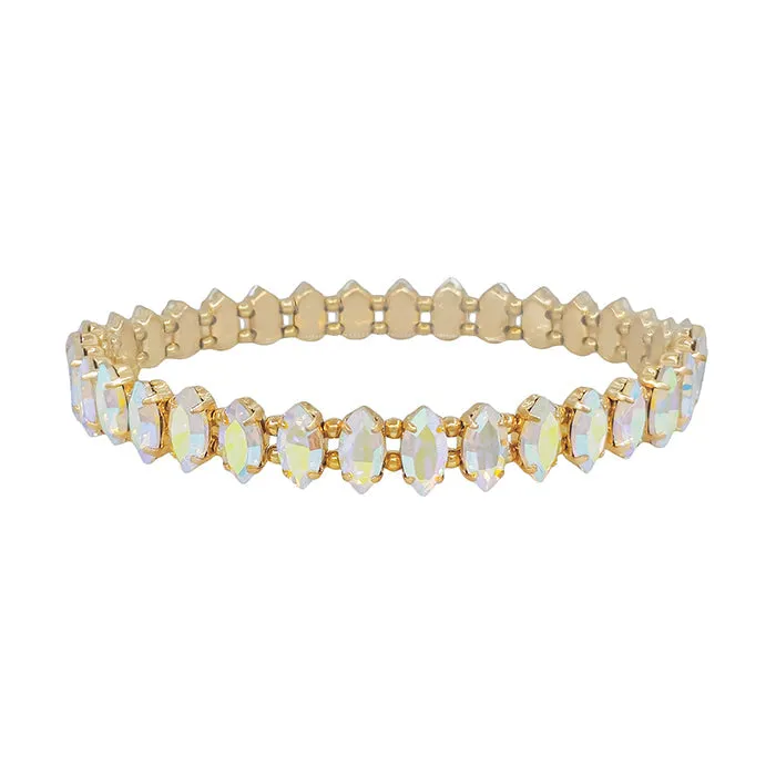AB Opal Marque Crystal and Gold Stretch Bracelet