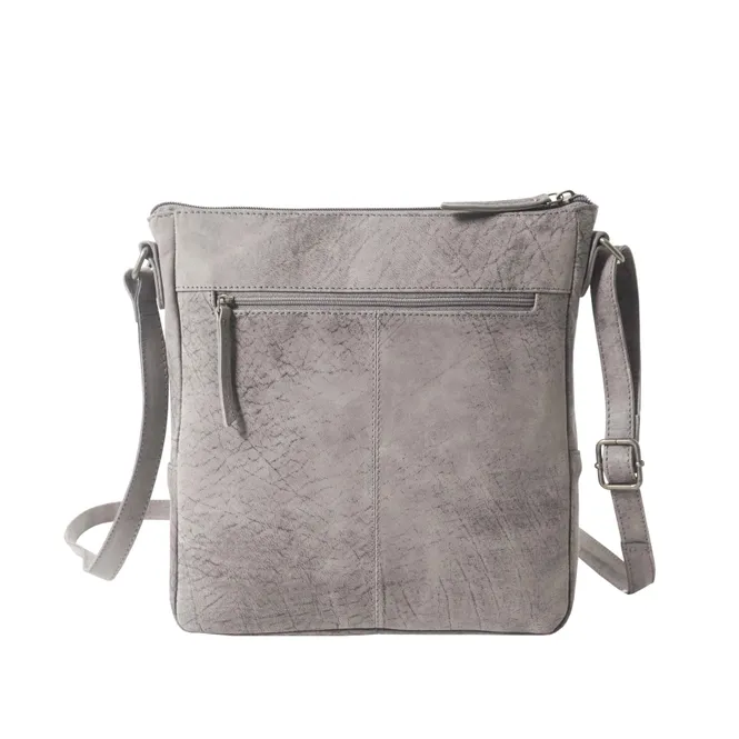 Agatha Distressed Gray Vintage Vegetable Tanned Real Leather Crossbody Bag
