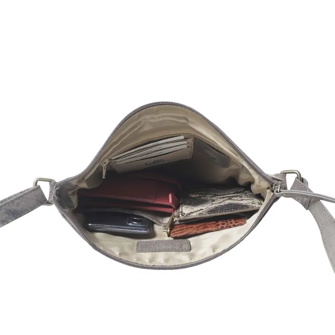 Agatha Distressed Gray Vintage Vegetable Tanned Real Leather Crossbody Bag