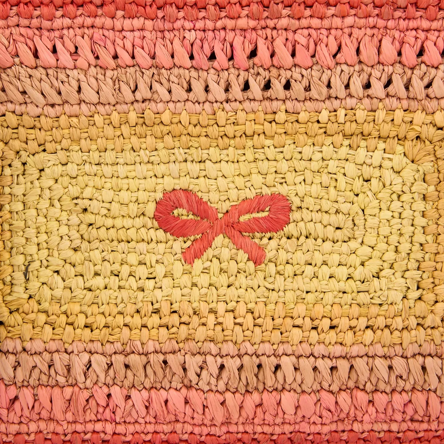 AH Tassel Bow Clutch in Orange Multi Raffia
