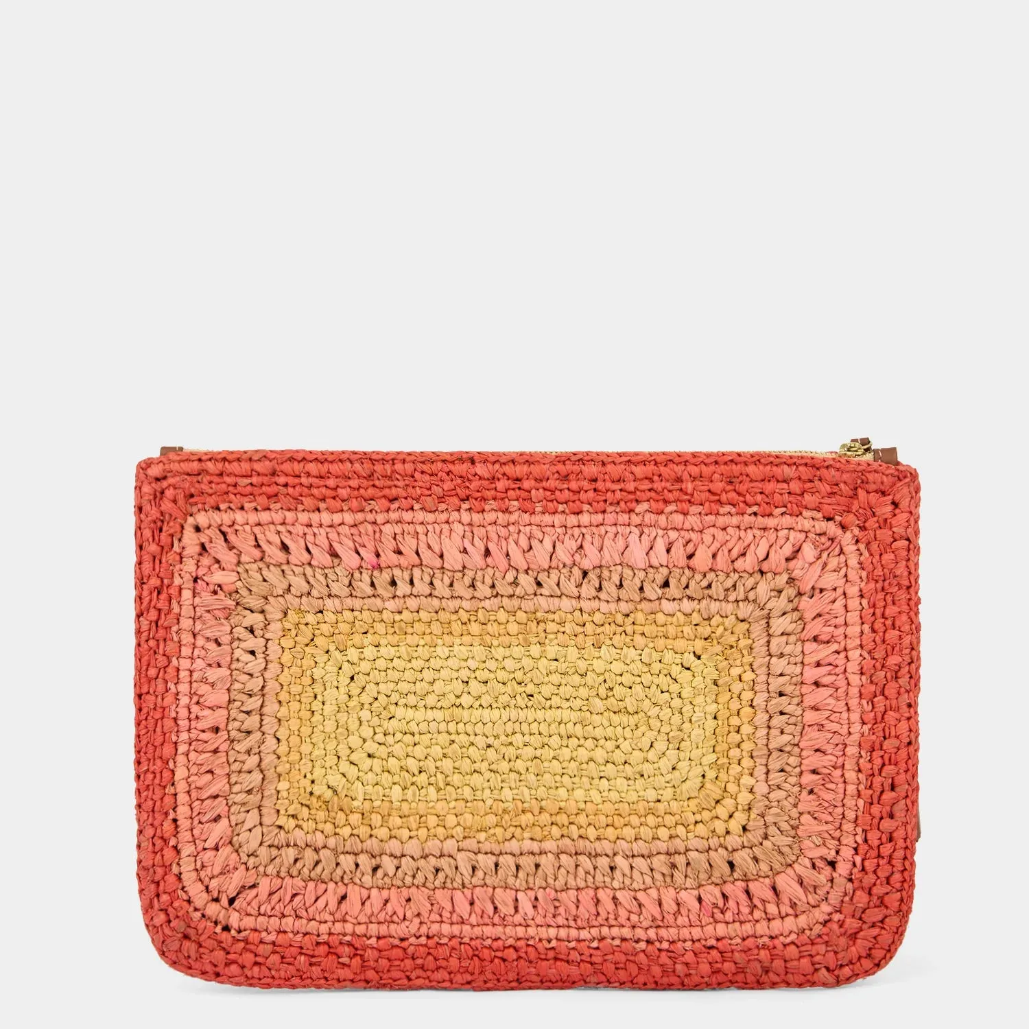 AH Tassel Bow Clutch in Orange Multi Raffia