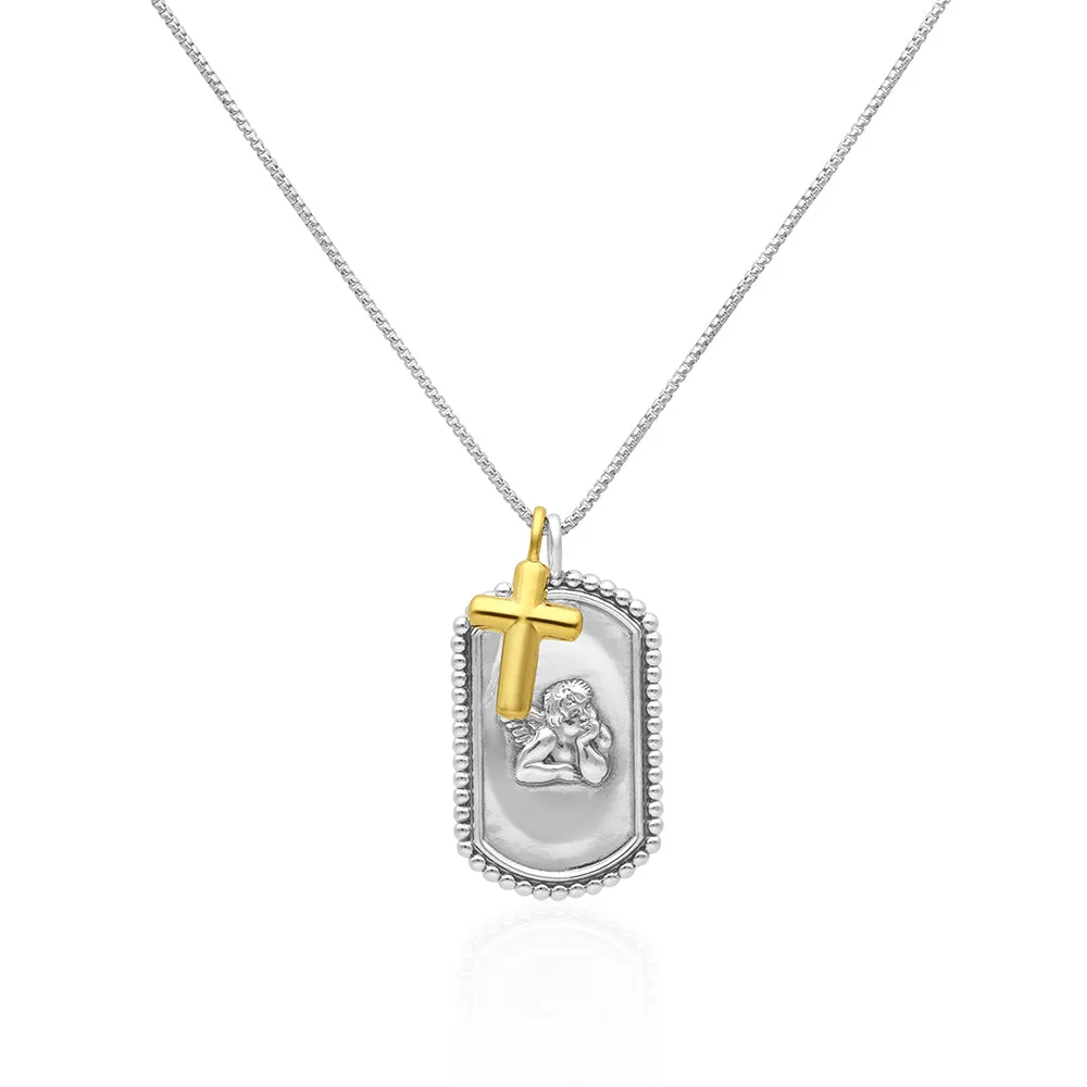 Angel & Cross Tag Necklace