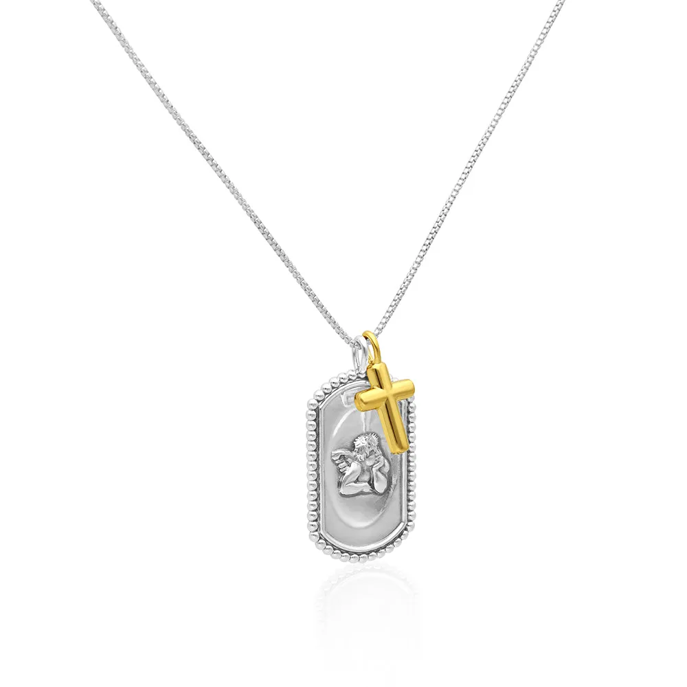 Angel & Cross Tag Necklace