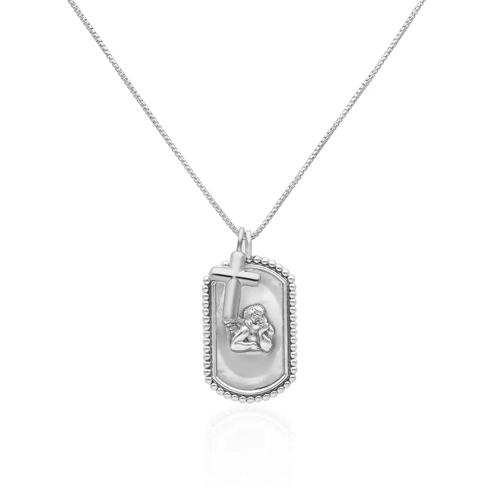 Angel & Cross Tag Necklace
