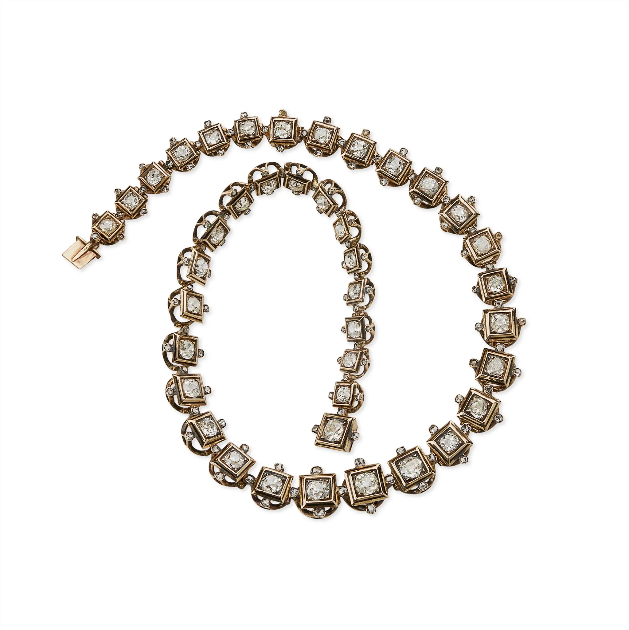 Antique Old Mine-cut Diamond Rivière Necklace
