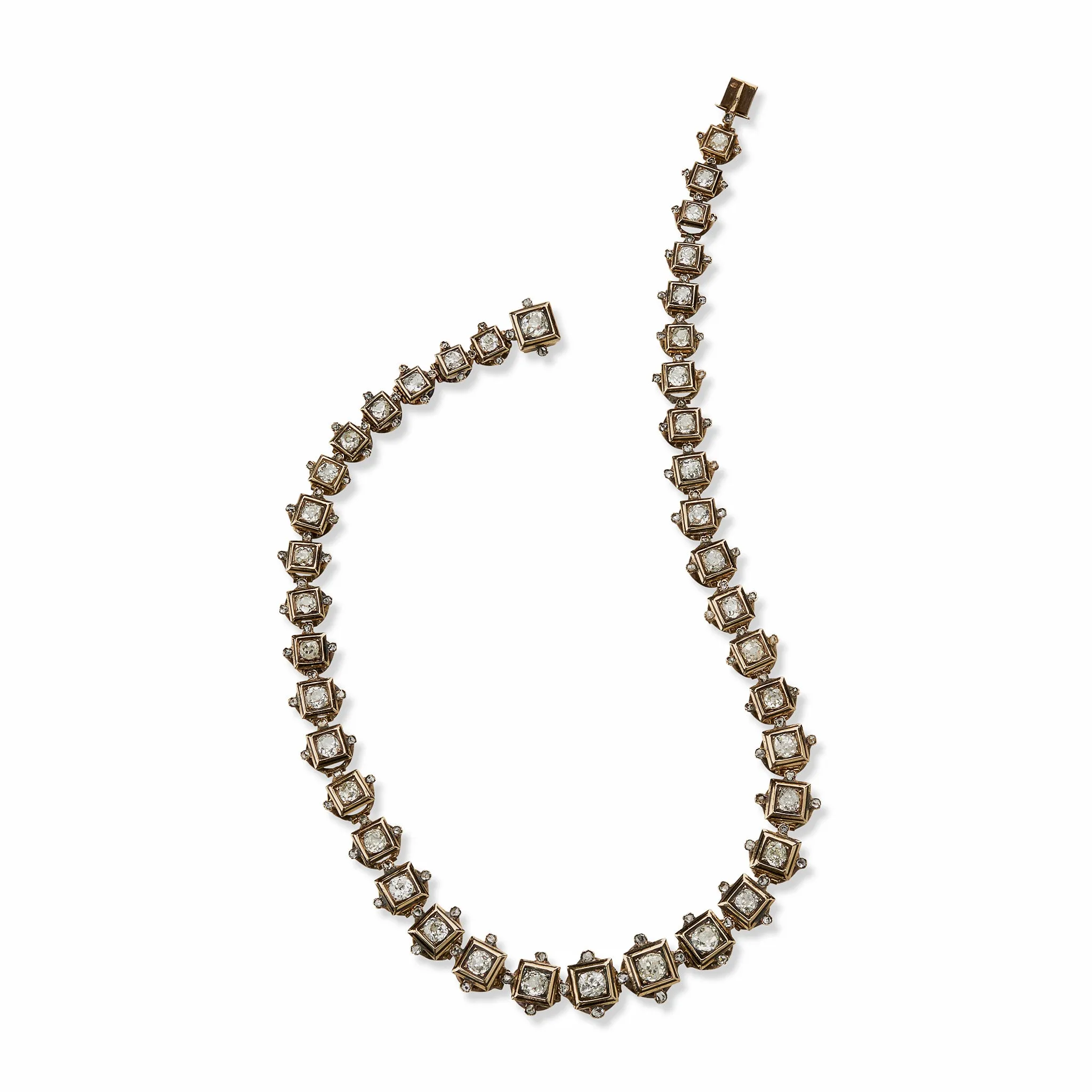 Antique Old Mine-cut Diamond Rivière Necklace
