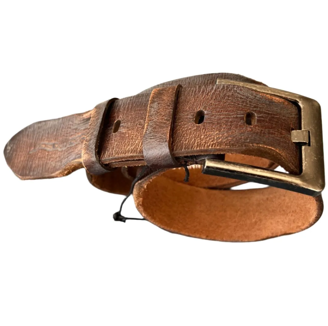 ARICHI Handmade Light Brown Leather Belt – Polished Genuine Leather with Unique Buckle for Men and Women