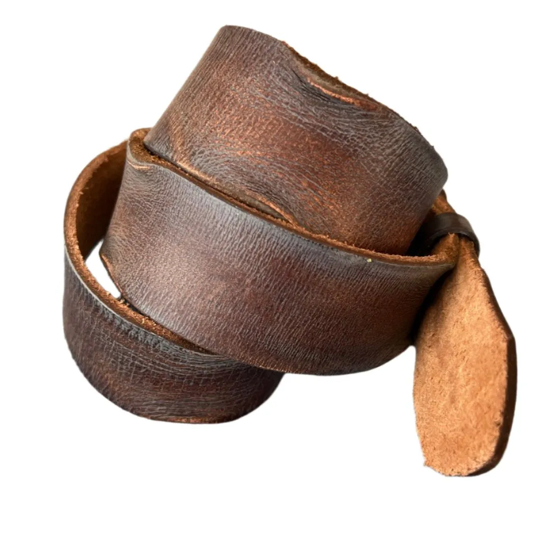 ARICHI Handmade Light Brown Leather Belt – Polished Genuine Leather with Unique Buckle for Men and Women