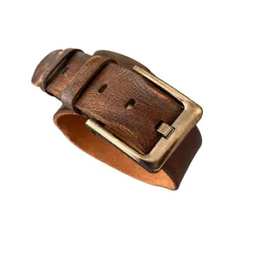 ARICHI Handmade Light Brown Leather Belt – Polished Genuine Leather with Unique Buckle for Men and Women