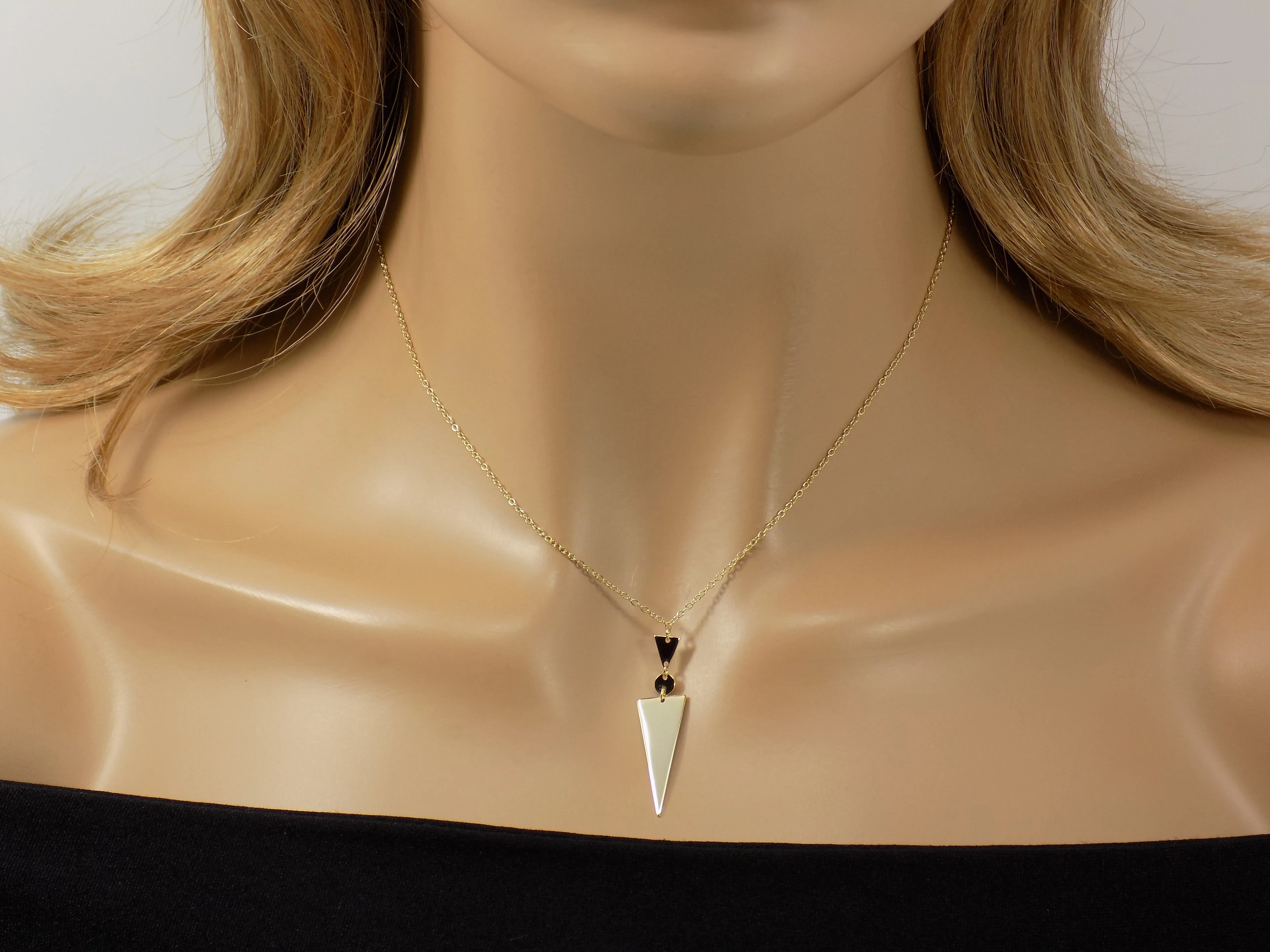 Arrow Lariat Y Pendant Necklace Sterling Silver Triangle Spike