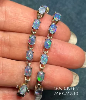 Australian Black Opal Triplet Bracelet in 925.  **VIDEO"