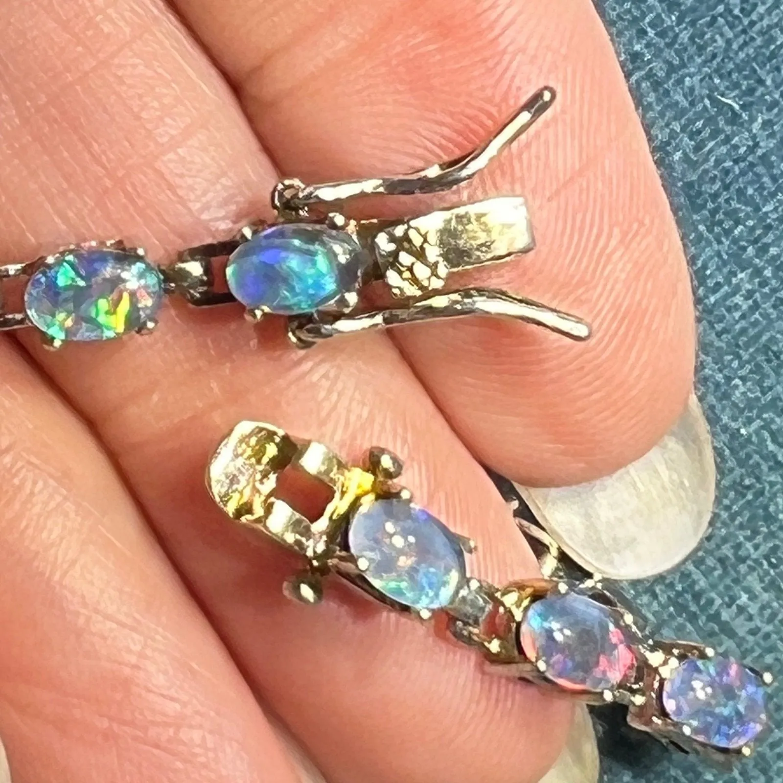 Australian Black Opal Triplet Bracelet in 925.  **VIDEO"