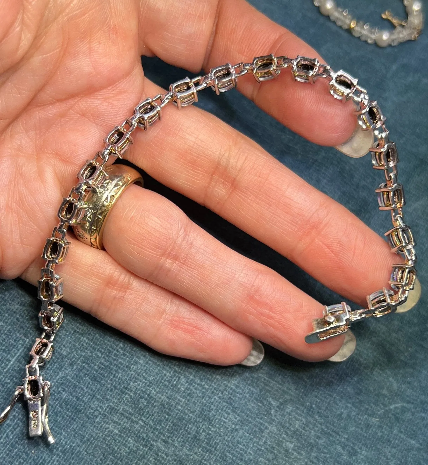 Australian Black Opal Triplet Bracelet in 925.  **VIDEO"