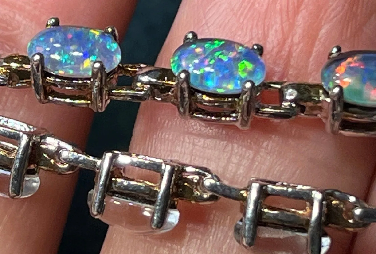 Australian Black Opal Triplet Bracelet in 925.  **VIDEO"