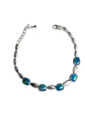 Australian Opal Triplets Bracelet set in sterling sliver