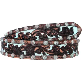 B249A - Brown Vintage Tooled Belt