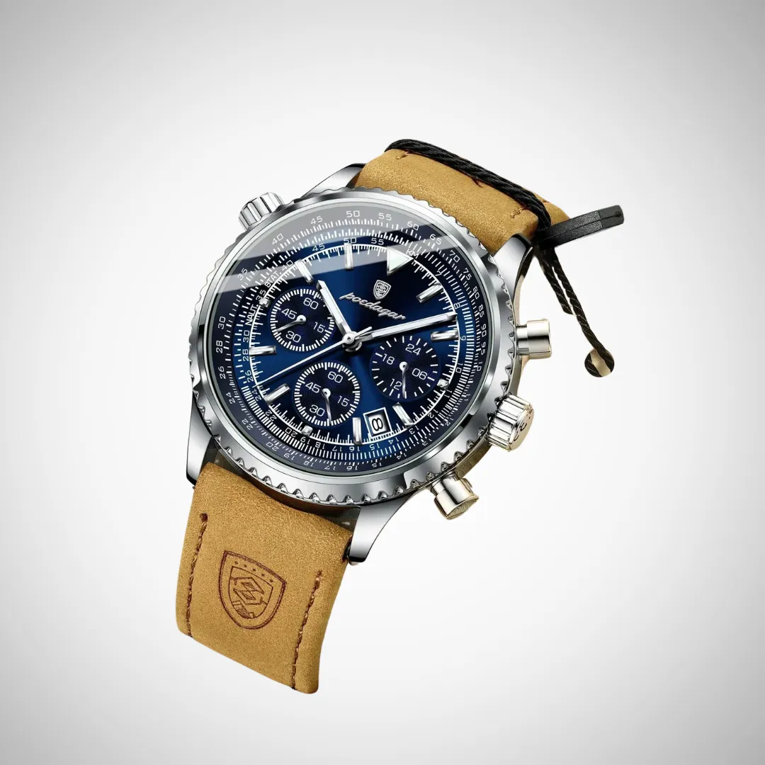 Balthazar Slim Leather Strap Chronograph Wrist Watch