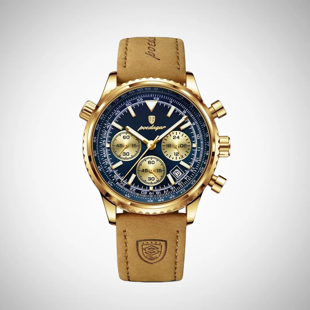 Balthazar Slim Leather Strap Chronograph Wrist Watch