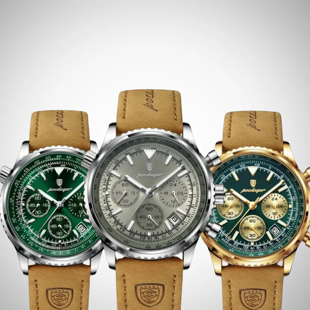 Balthazar Slim Leather Strap Chronograph Wrist Watch