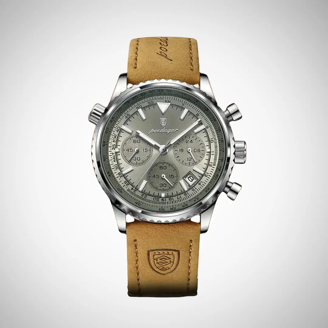 Balthazar Slim Leather Strap Chronograph Wrist Watch