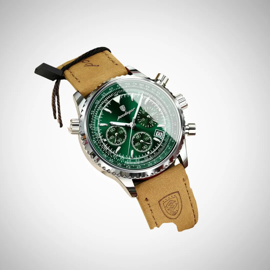 Balthazar Slim Leather Strap Chronograph Wrist Watch