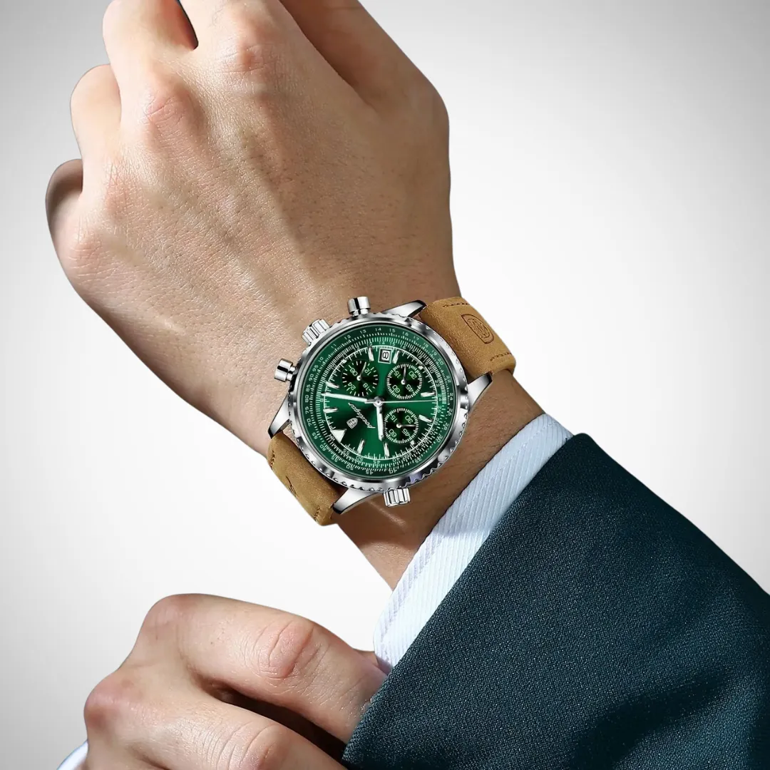 Balthazar Slim Leather Strap Chronograph Wrist Watch