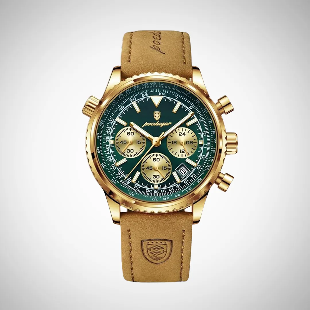 Balthazar Slim Leather Strap Chronograph Wrist Watch