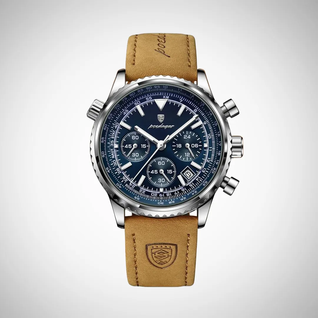 Balthazar Slim Leather Strap Chronograph Wrist Watch