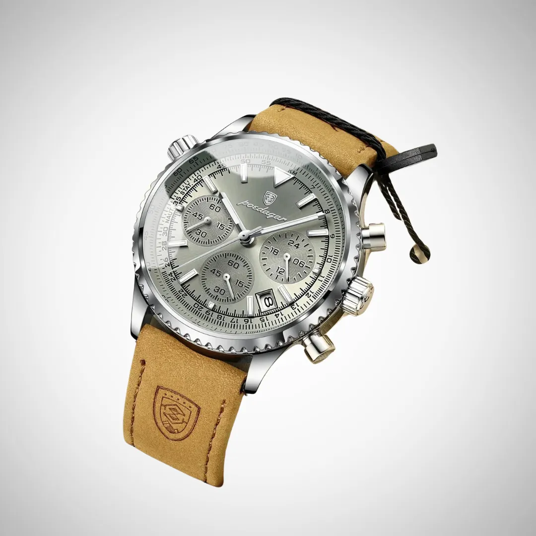 Balthazar Slim Leather Strap Chronograph Wrist Watch