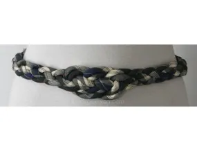 Beautiful 50s Look Braided Navy Silk Plaid Belt - Medium - Large - XL - Size 9 to 16 - Fall Autumn Tartan Plaid - Imported - 37678