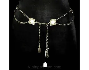 Beautiful Grecian Chain Link Belt by Hattie Carnegie - Size 12 - Vintage Style - Laurel Leaf - Scallop Silver Color Chain - 39386 1