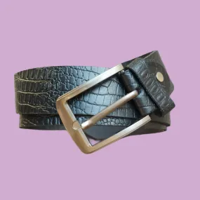 Black Alligator Leather Belt~Genuine Leather.